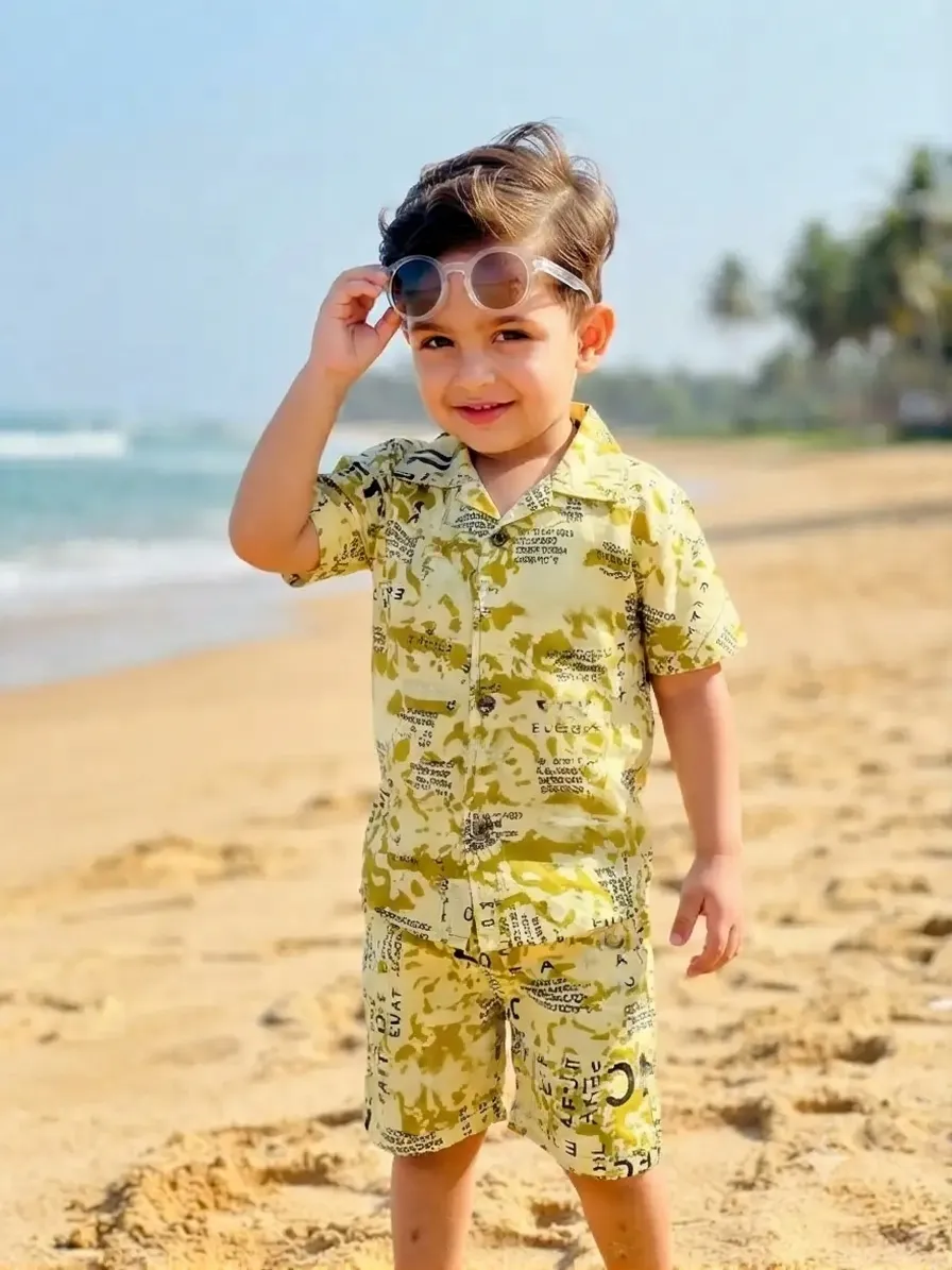 Desert Script Co-ord Set - Sand Beige
