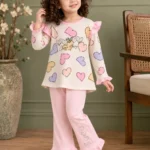 Heart Print Co-ord Set - Baby Pink
