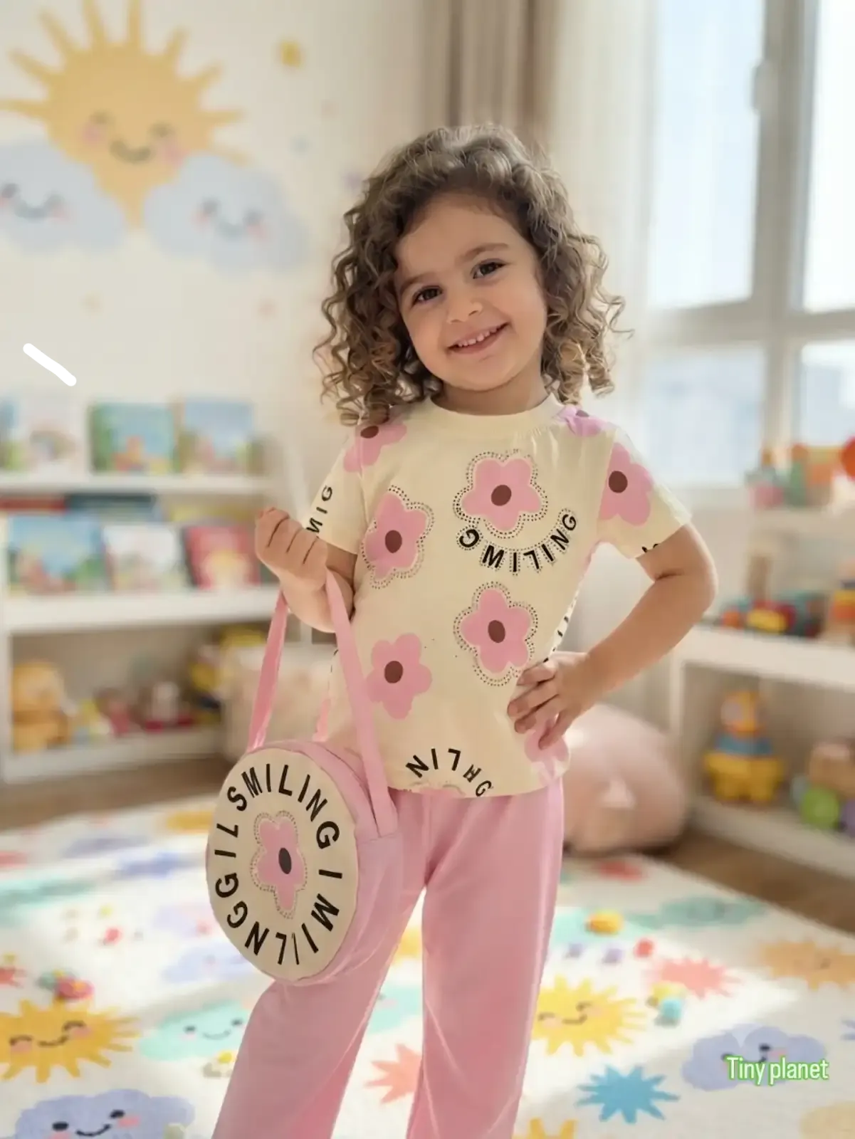 Smiling Blossom Lounge Set - Baby Pink