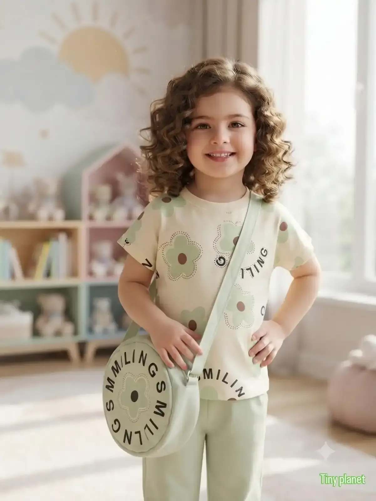 Smiling Blossom Lounge Set - Mint Green